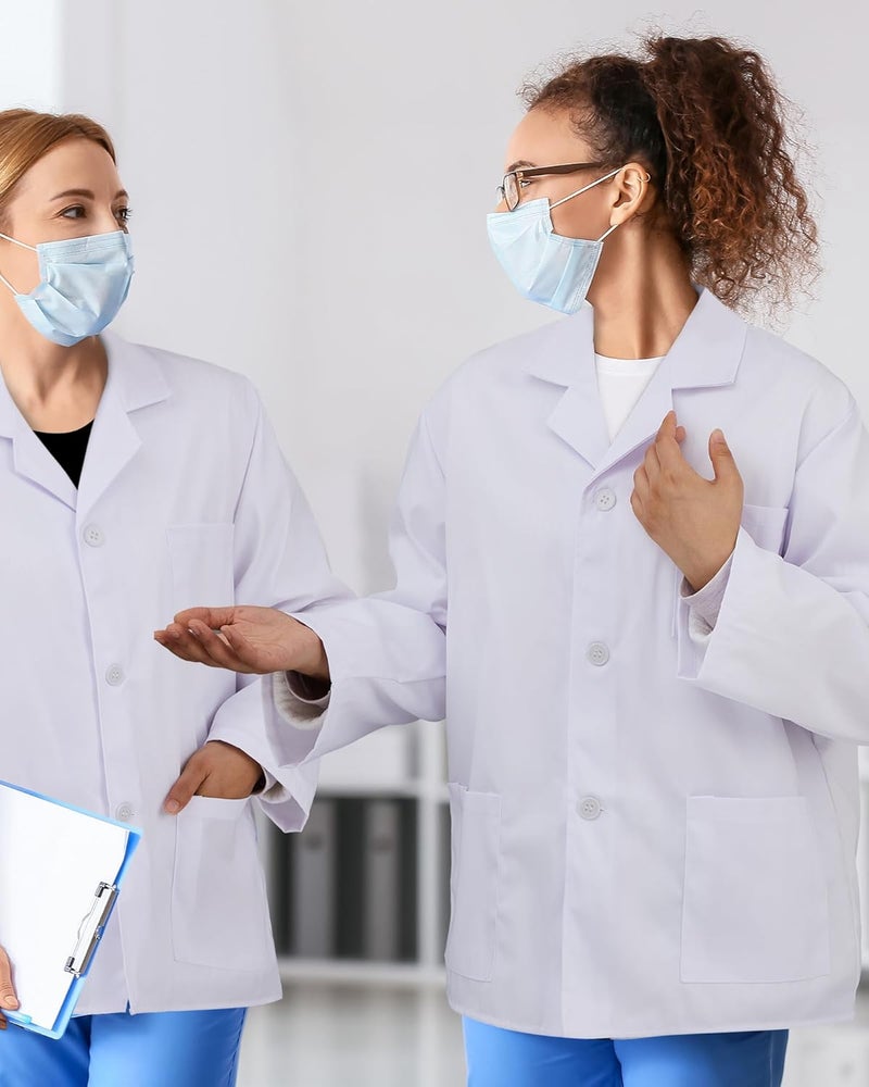 Cutecrop 3 Pcs White Professional Lab Coat with 3 Pockets for Women Men Unisex Consultation Coat for Nurse Doctor - Image 4